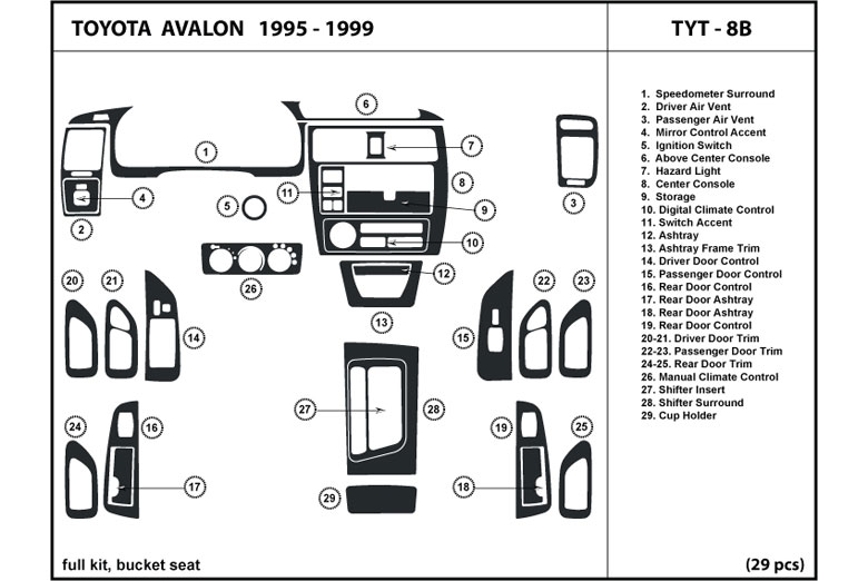 1997 Toyota avalon dash kit