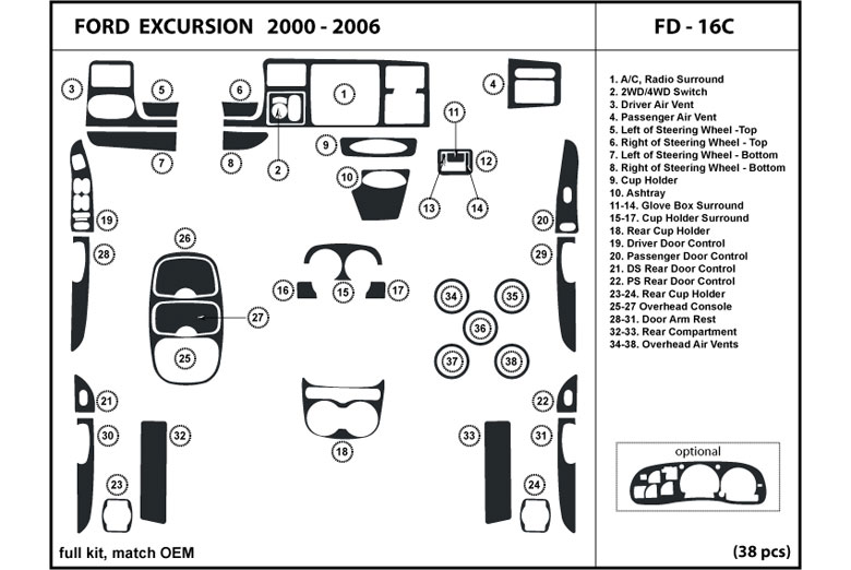 DL Auto™ Ford Excursion 2000-2005 Dash Kits