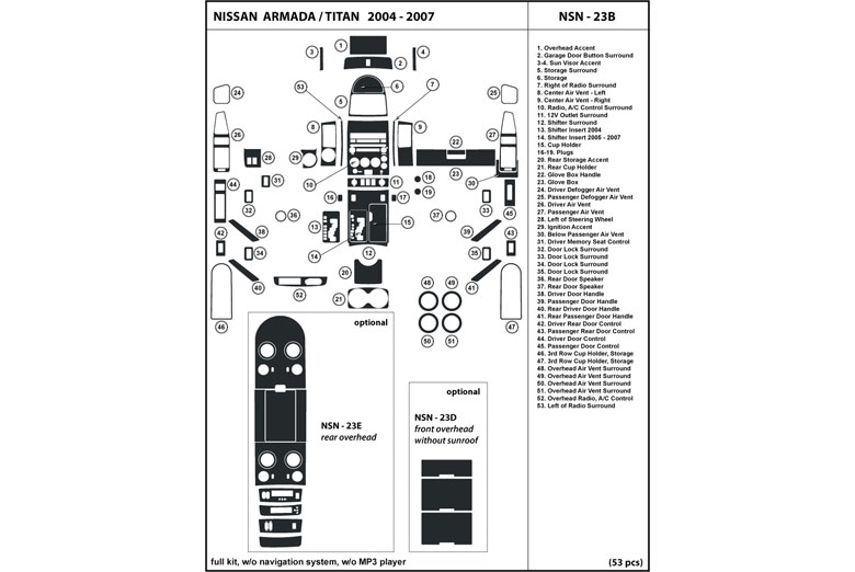 DL Auto Nissan Armada 2005 2007 Dash Kits