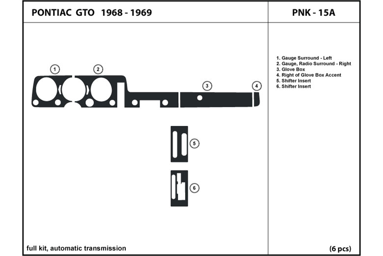 1967 Pontiac GTO Vinyl Replacement Dash Pad