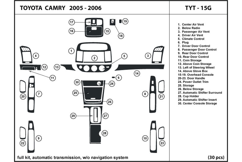 2005 toyota camry on sale dash kit