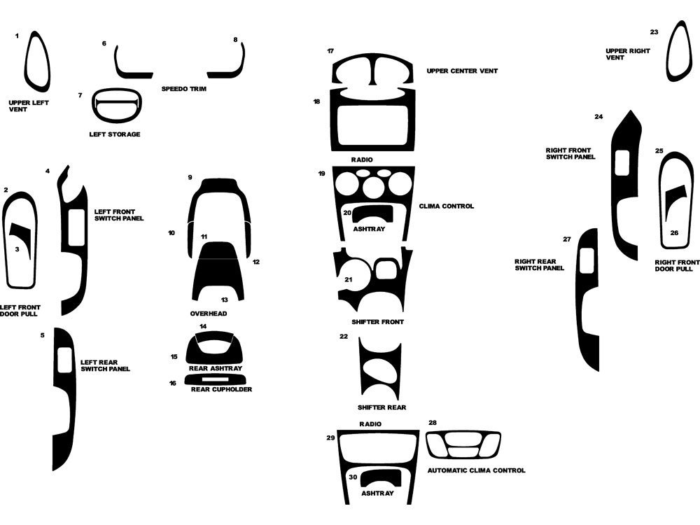 Hyundai Santa Fe 2001-2002.5 Aluminum Dash Kits | DIY Brushed Aluminum ...