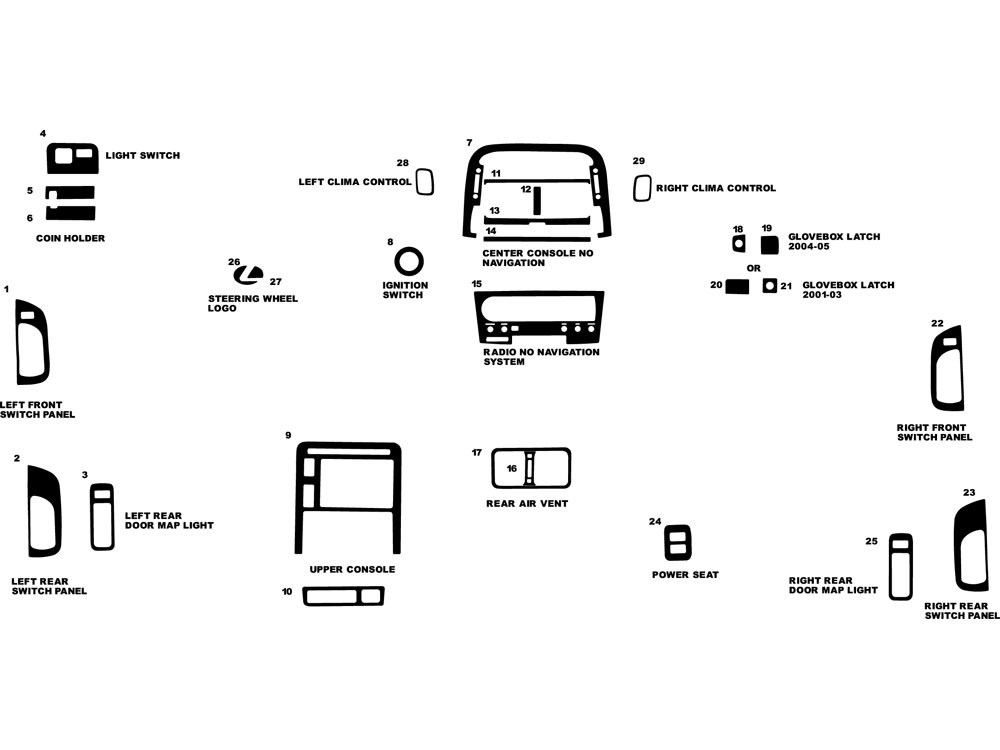 Lexus Ls 01 03 Dash Kits Diy Dash Trim Kit