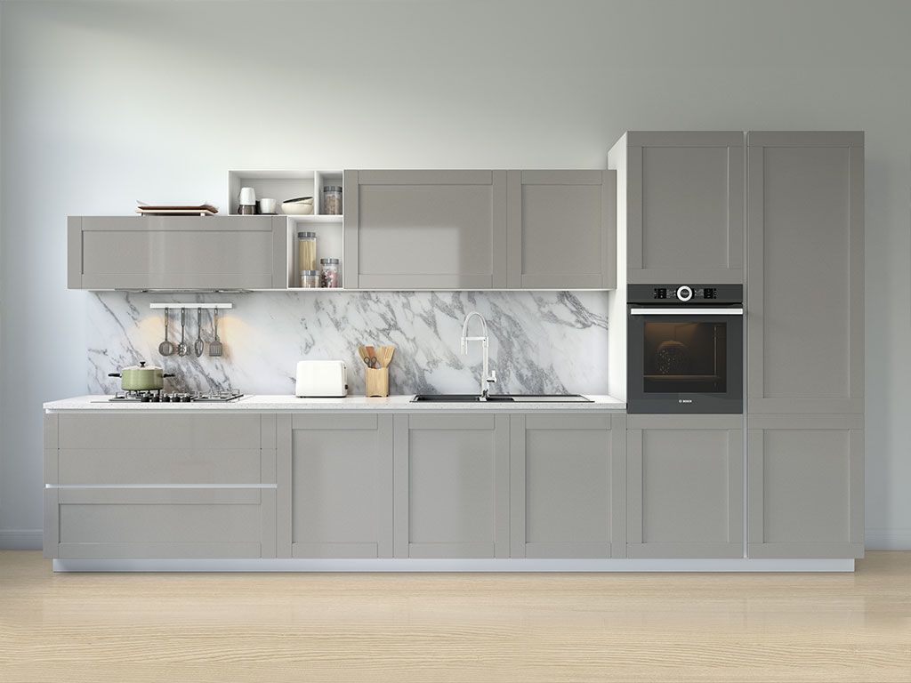 Rwraps™ Gloss Metallic Gray Kitchen Cabinet Wraps | Cabinetry Wraps