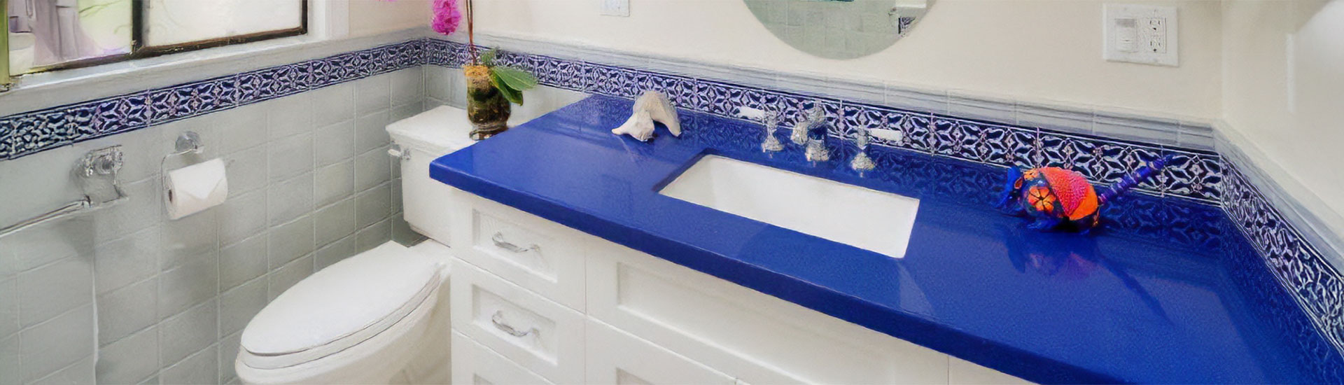 Blue Bathroom Countertop Wraps