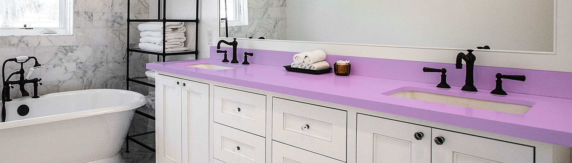 Purple Bathroom Countertop Wraps