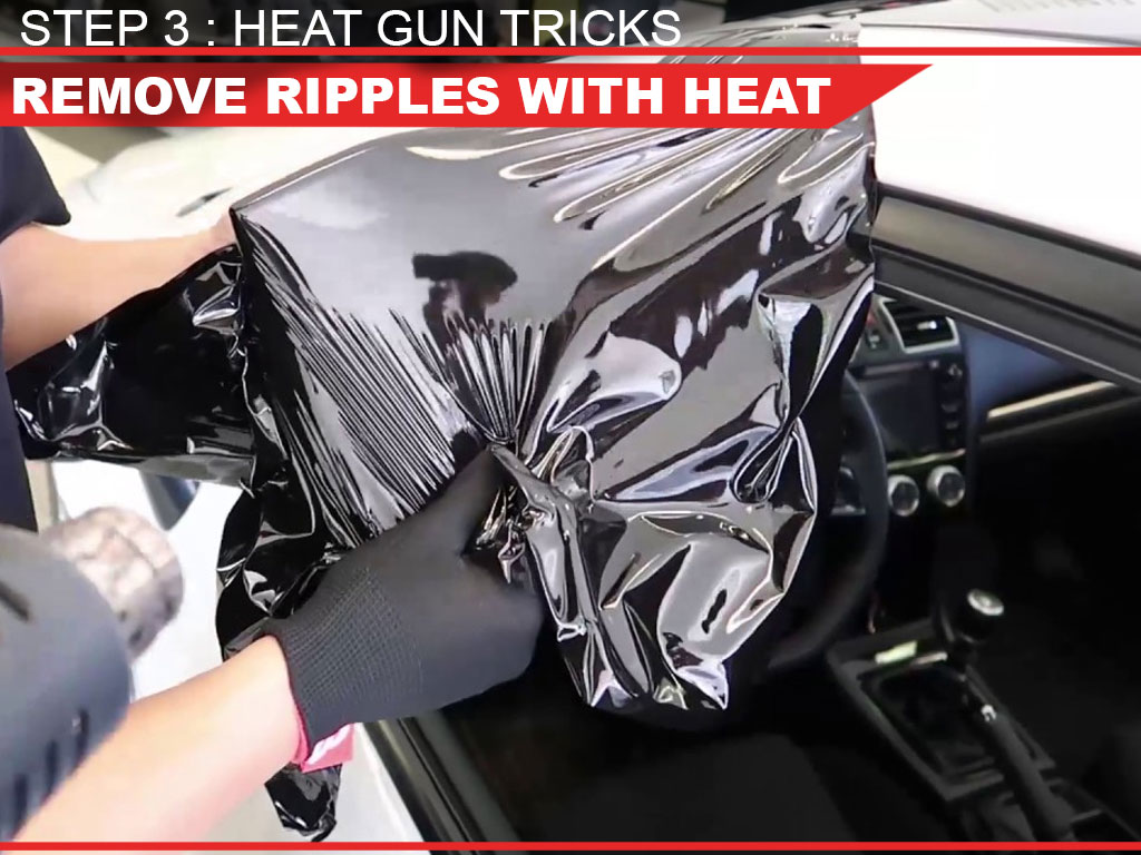 Vehicle wrapping with heat gun