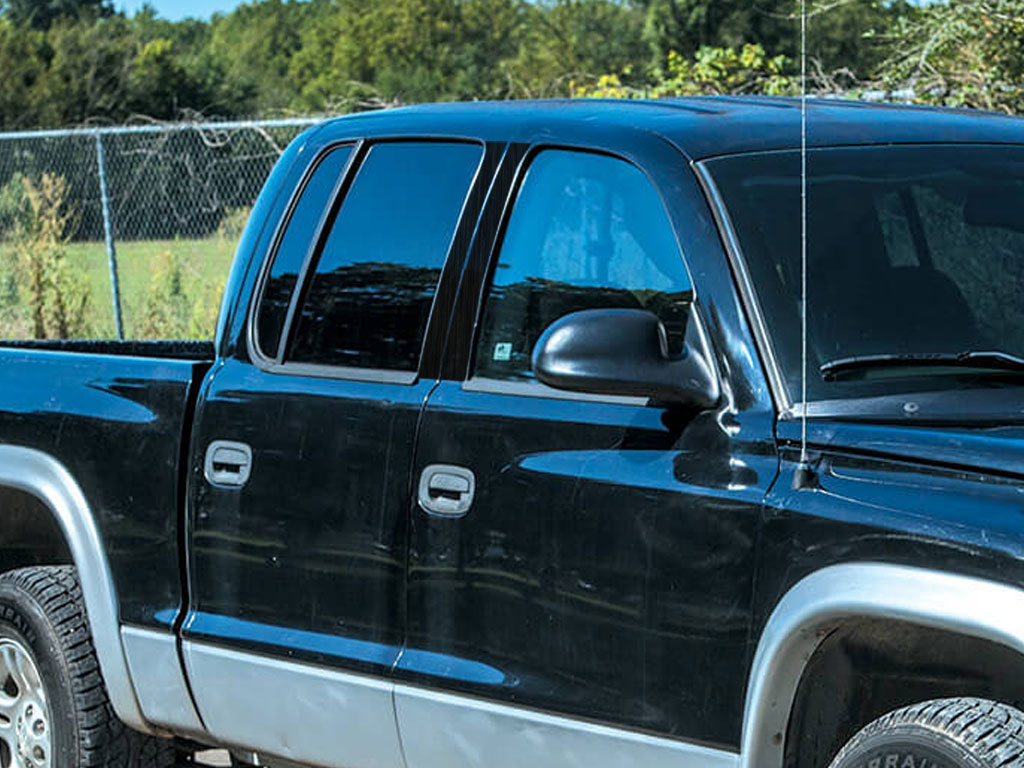 Dodge Dakota 1997-2004 Extended Cab Brushed Aluminum Black Pillar Trim Diagram