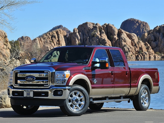 Ford F-250 1999-2014 Brushed Aluminum Black Pillar Trim