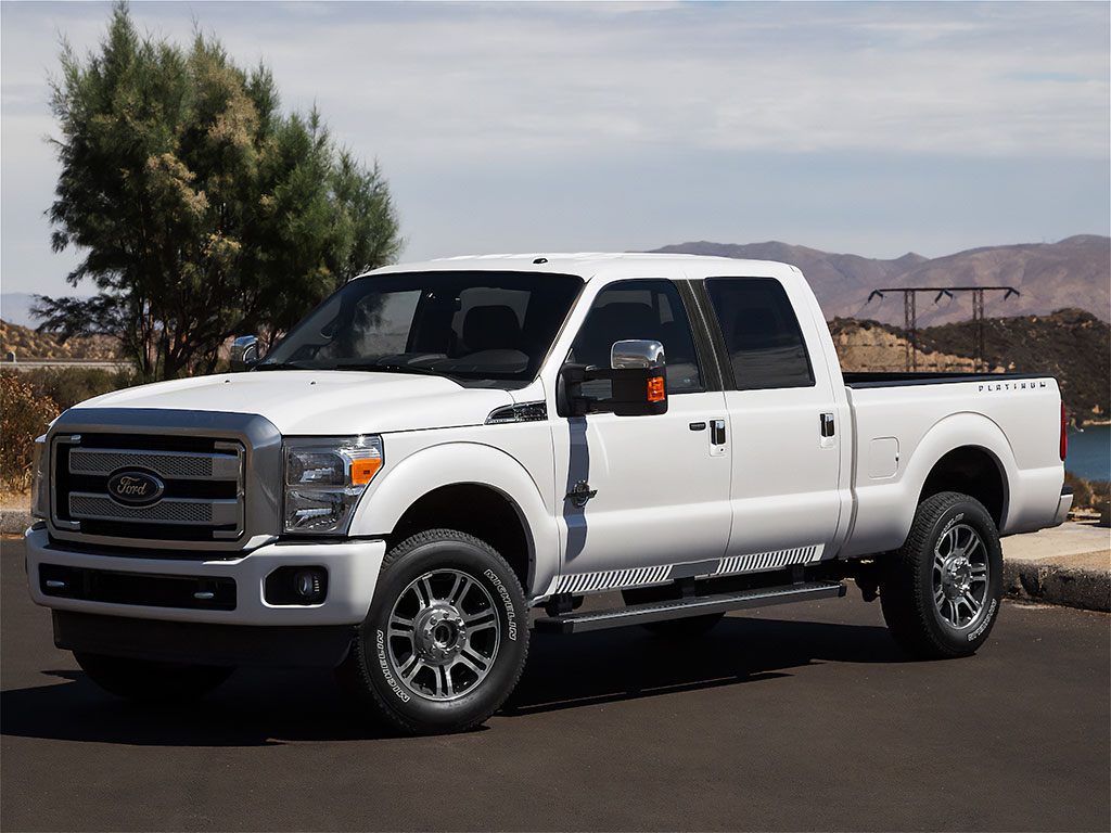 Ford F-350 1999-2014 Brushed Aluminum Black Pillar Trim