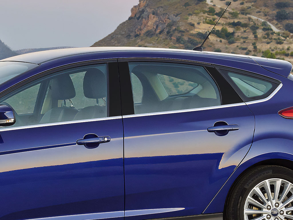 Ford Focus 2012-2018 Matte Black Pillar Trim Diagram