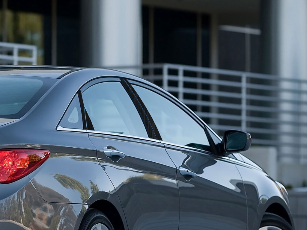 Hyundai Sonata 2011-2014 Brushed Aluminum Black Pillar Trim Diagram