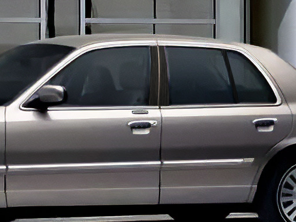 Rtrim™ Mercury Grand Marquis 1992-2011 Brushed Aluminum Black Pillar Post Trim