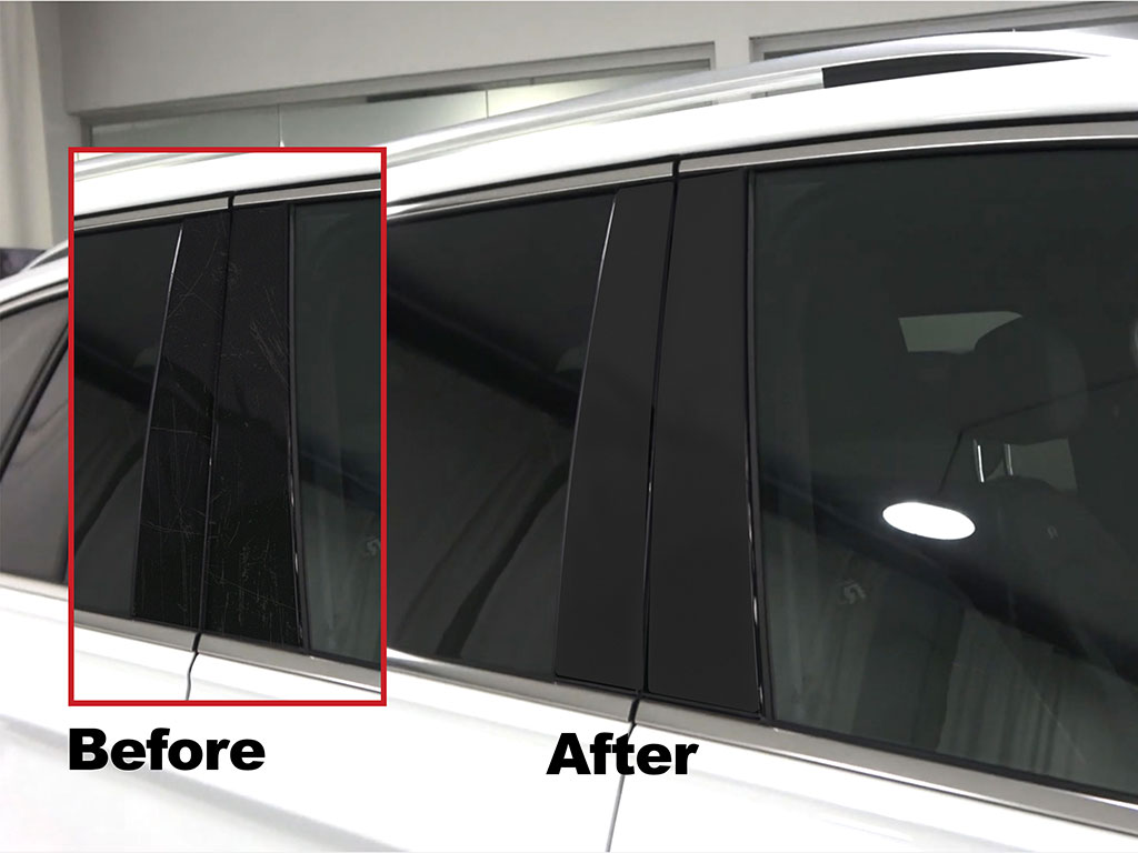 Matte Black Pillar Trim Before and After