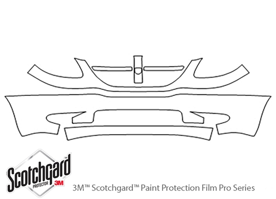 Dodge Caravan 2005-2007 3M Clear Bra Bumper Paint Protection Kit Diagram