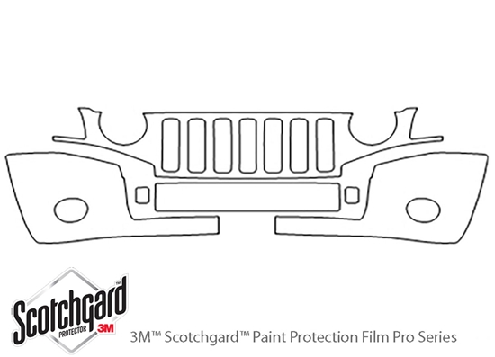 Jeep Compass 2007-2010 3M Clear Bra Bumper Paint Protection Kit Diagram