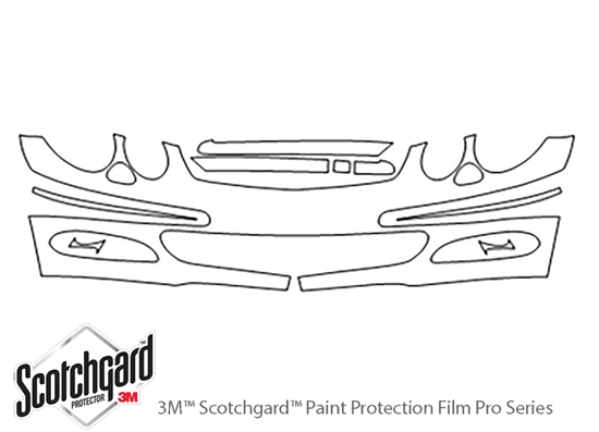 Mercedes-Benz E-Class 2000-2002 3M Clear Bra Bumper Paint Protection Kit Diagram