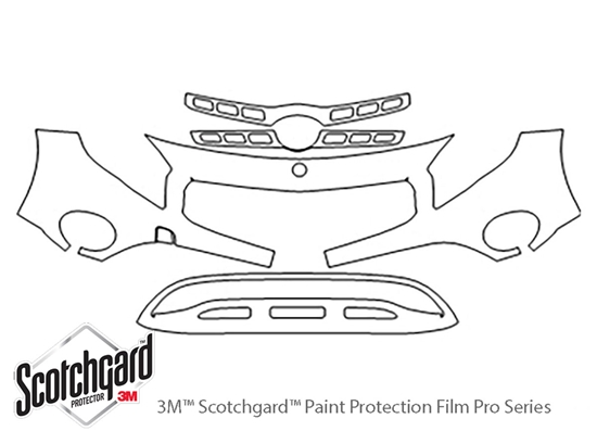 Mercedes-Benz GLA-Class 2018-2020 3M Clear Bra Bumper Paint Protection Kit Diagram