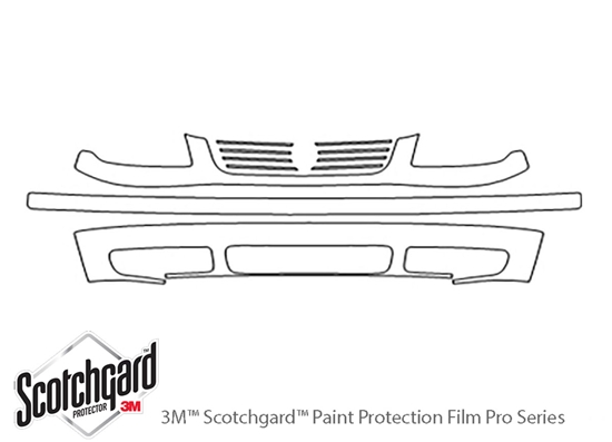 Volkswagen Jetta 1999-2003 3M Clear Bra Bumper Paint Protection Kit Diagram