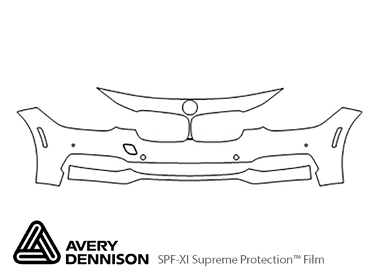 BMW 3-Series 2016-2018 Avery Dennison Clear Bra Bumper Paint Protection Kit Diagram