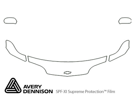 Chevrolet Cavalier 1997-2002 Avery Dennison Clear Bra Hood Paint Protection Kit Diagram