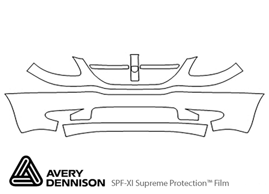 Dodge Caravan 2005-2007 Avery Dennison Clear Bra Bumper Paint Protection Kit Diagram