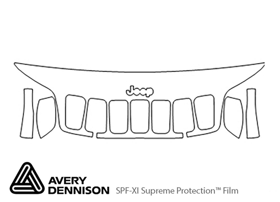 Jeep Cherokee 2019-2023 Avery Dennison Clear Bra Hood Paint Protection Kit Diagram