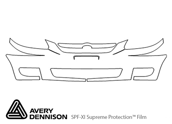 Kia Rio 2002-2003 Avery Dennison Clear Bra Bumper Paint Protection Kit Diagram