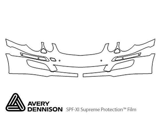 Mercedes-Benz E-Class 2007-2009 Avery Dennison Clear Bra Bumper Paint Protection Kit Diagram