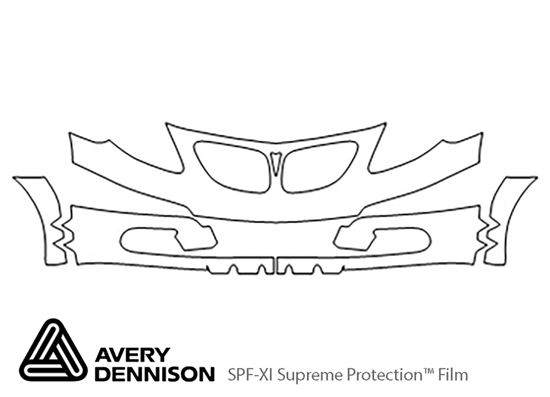 Pontiac Vibe 2005-2008 Avery Dennison Clear Bra Bumper Paint Protection Kit Diagram