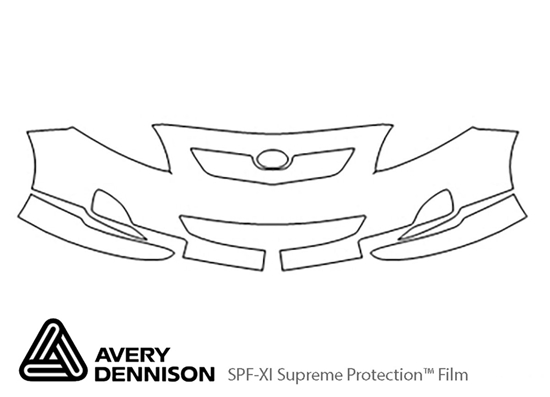 Toyota Corolla 2009-2010 Avery Dennison Clear Bra Bumper Paint Protection Kit Diagram