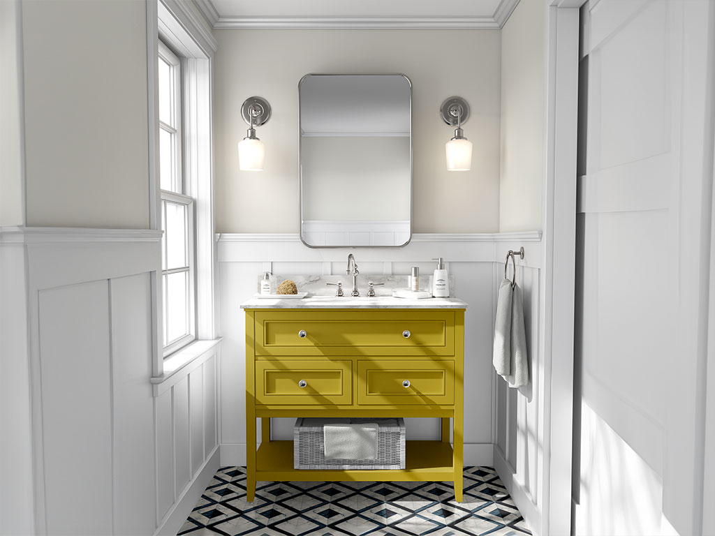 3M 2080 Satin Bitter Yellow DIY Bathroom Cabinet Wraps