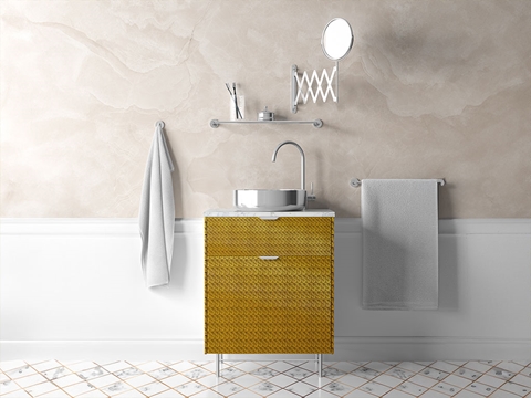 Rwraps™ 3D Carbon Fiber Gold (Digital) Bathroom Cabinet Wraps