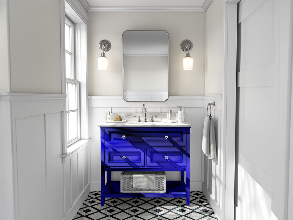 Rwraps Chrome Blue DIY Bathroom Cabinet Wraps