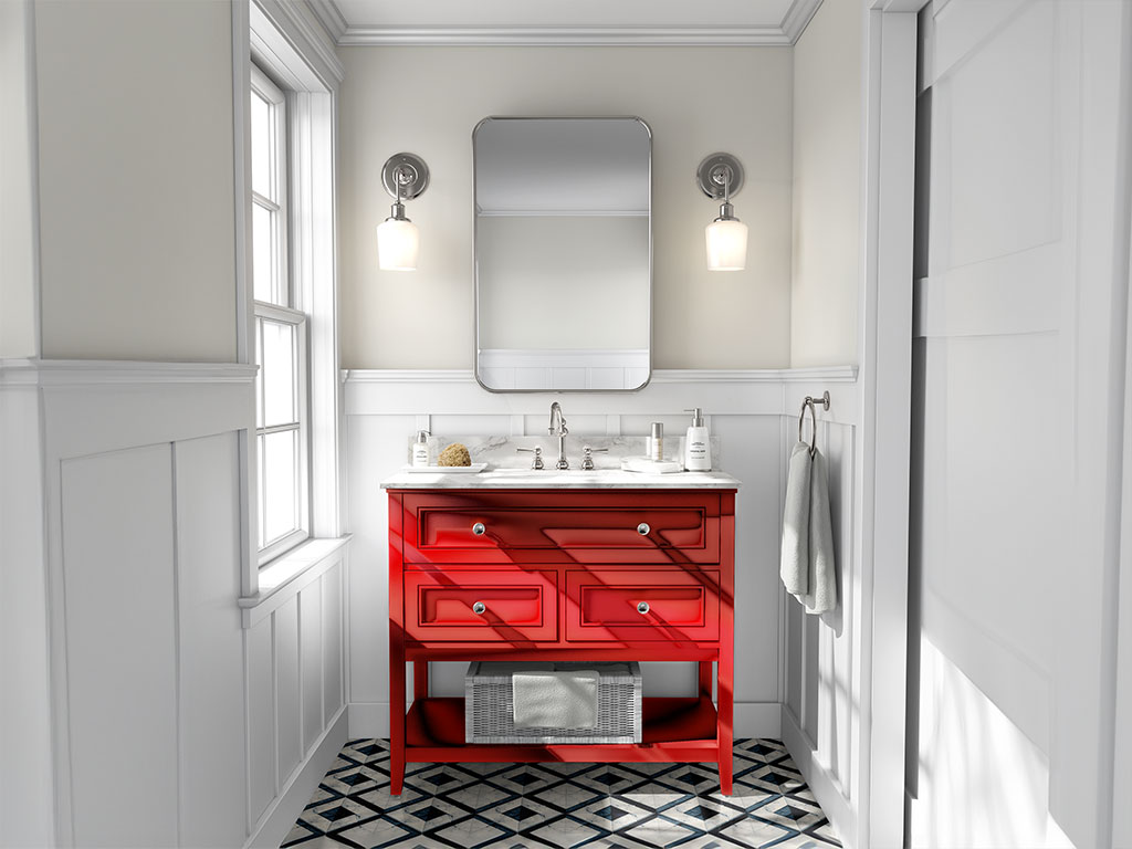 Rwraps Chrome Red DIY Bathroom Cabinet Wraps