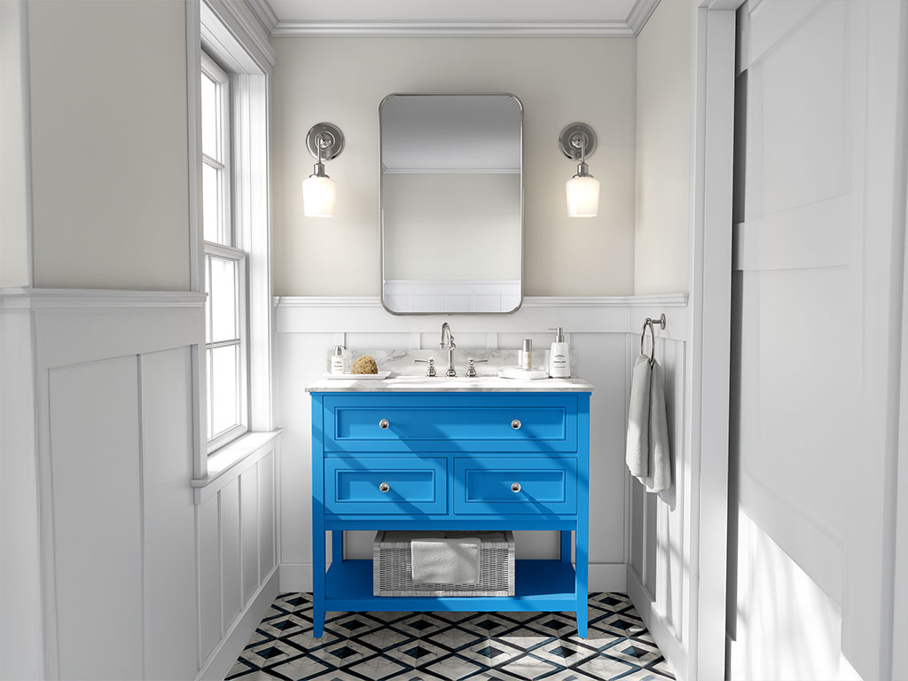 Rwraps Gloss Metallic Blue DIY Bathroom Cabinet Wraps