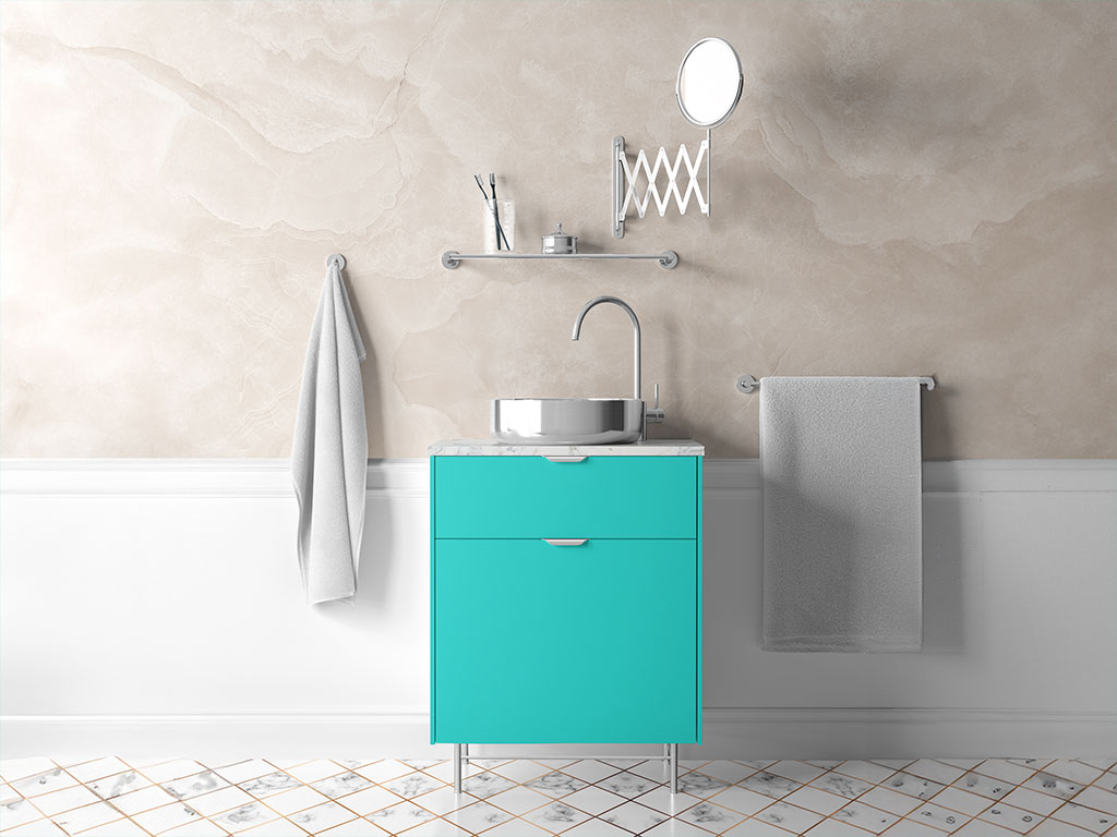 Rwraps Gloss Metallic Lake Blue Bathroom Cabinetry Wraps