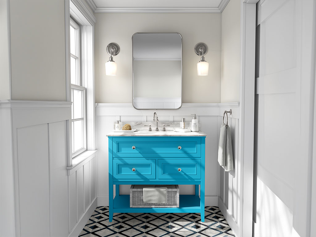 Rwraps Gloss Sky Blue DIY Bathroom Cabinet Wraps