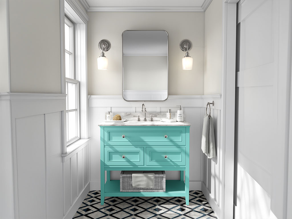 Rwraps Gloss Turquoise Blue DIY Bathroom Cabinet Wraps