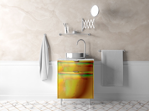 Rwraps™ Holographic Chrome Gold Neochrome Bathroom Cabinet Wraps