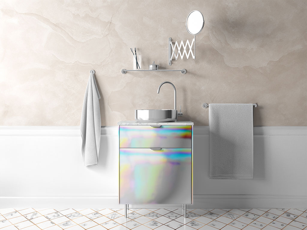 Rwraps Holographic Chrome Silver Neochrome (Matte) Bathroom Cabinetry Wraps