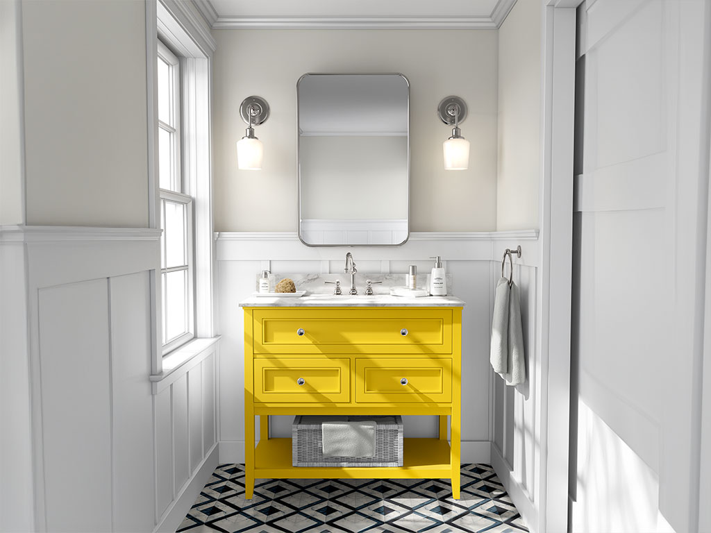 Rwraps Hyper Gloss Yellow DIY Bathroom Cabinet Wraps