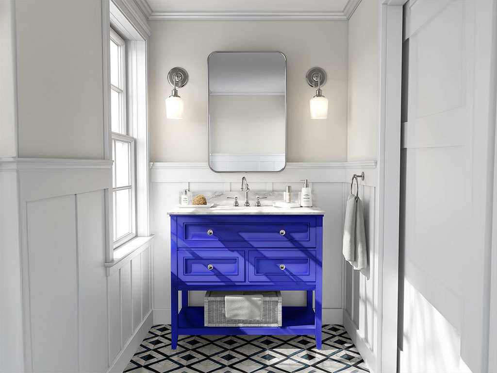 Rwraps Matte Chrome Blue DIY Bathroom Cabinet Wraps