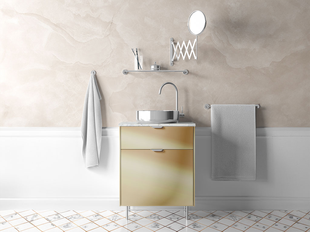 Rwraps Matte Chrome Champagne Bathroom Cabinetry Wraps