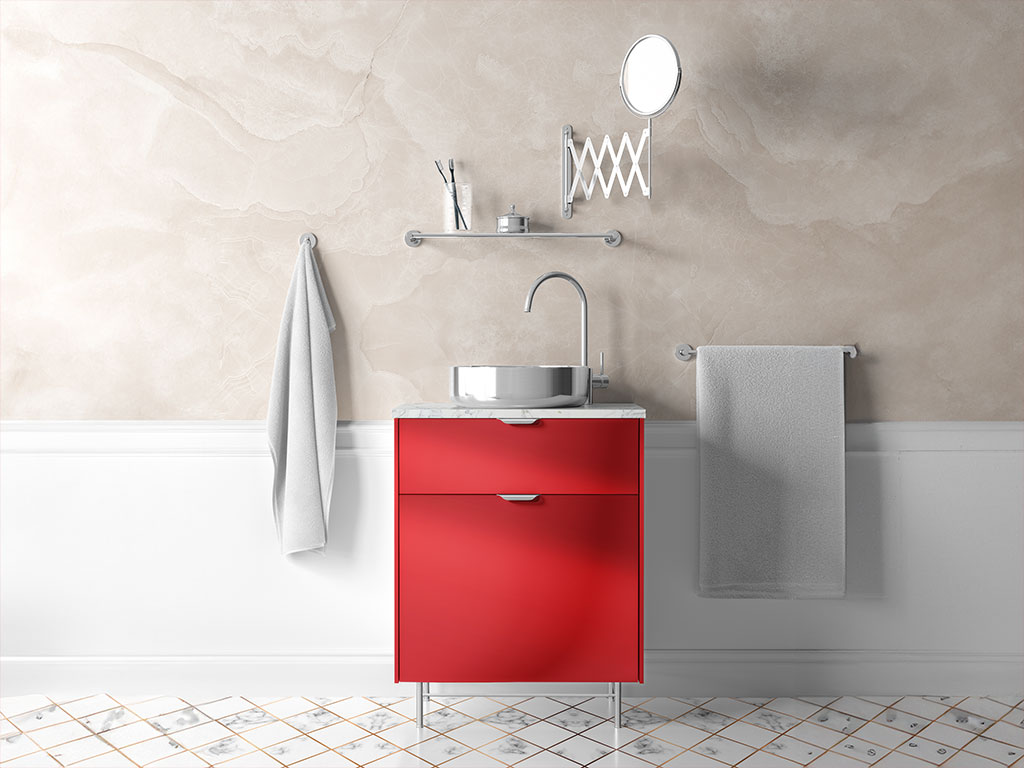 Rwraps Matte Chrome Red Bathroom Cabinetry Wraps