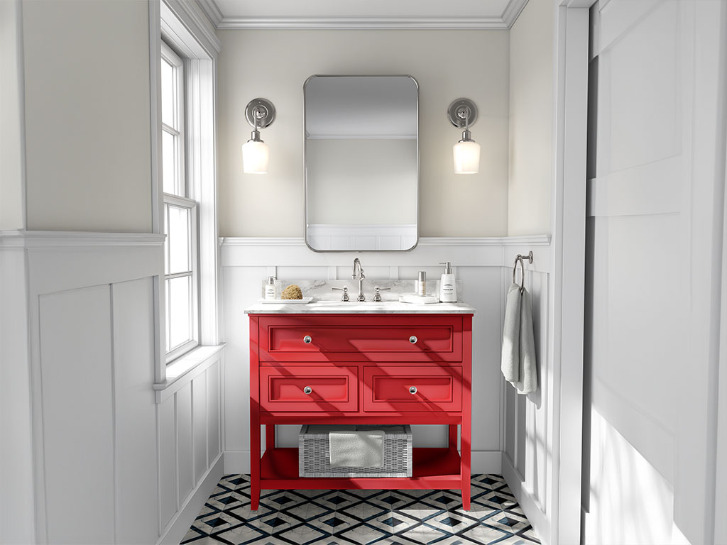 Rwraps Matte Chrome Red DIY Bathroom Cabinet Wraps