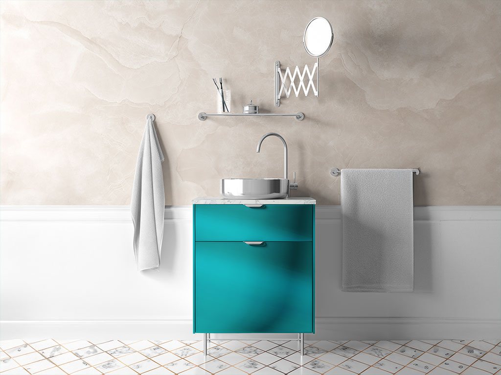 Rwraps Matte Chrome Teal Bathroom Cabinetry Wraps