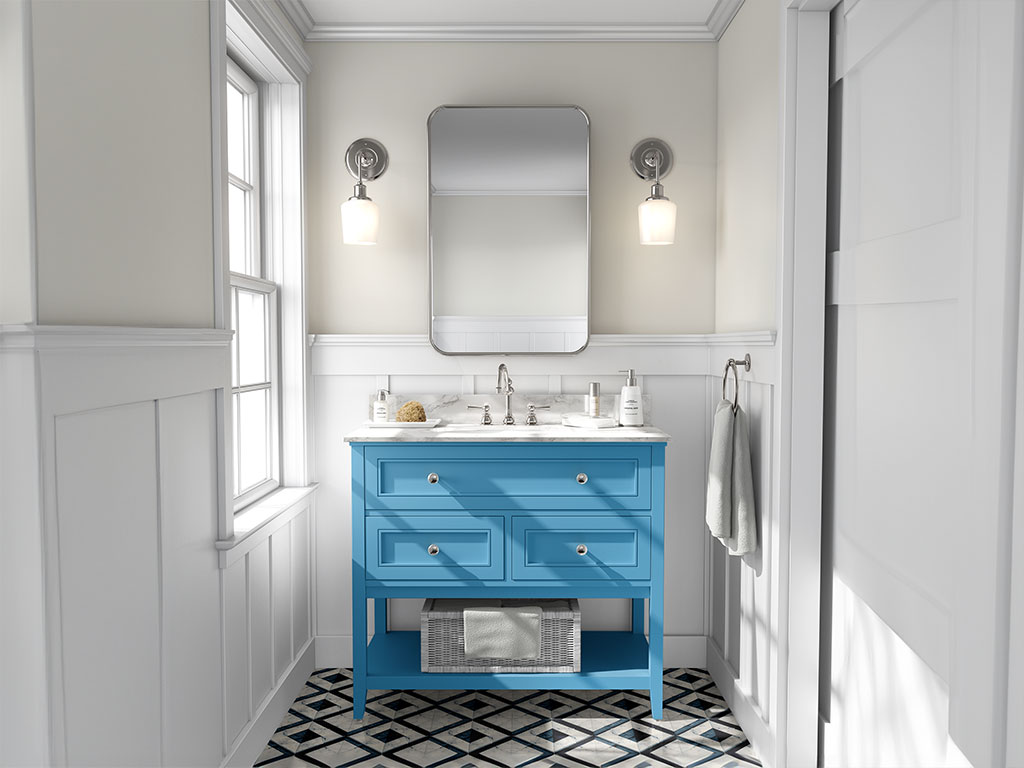 Rwraps Matte Sky Blue DIY Bathroom Cabinet Wraps