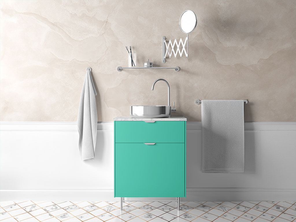 Rwraps Matte Teal Bathroom Cabinetry Wraps