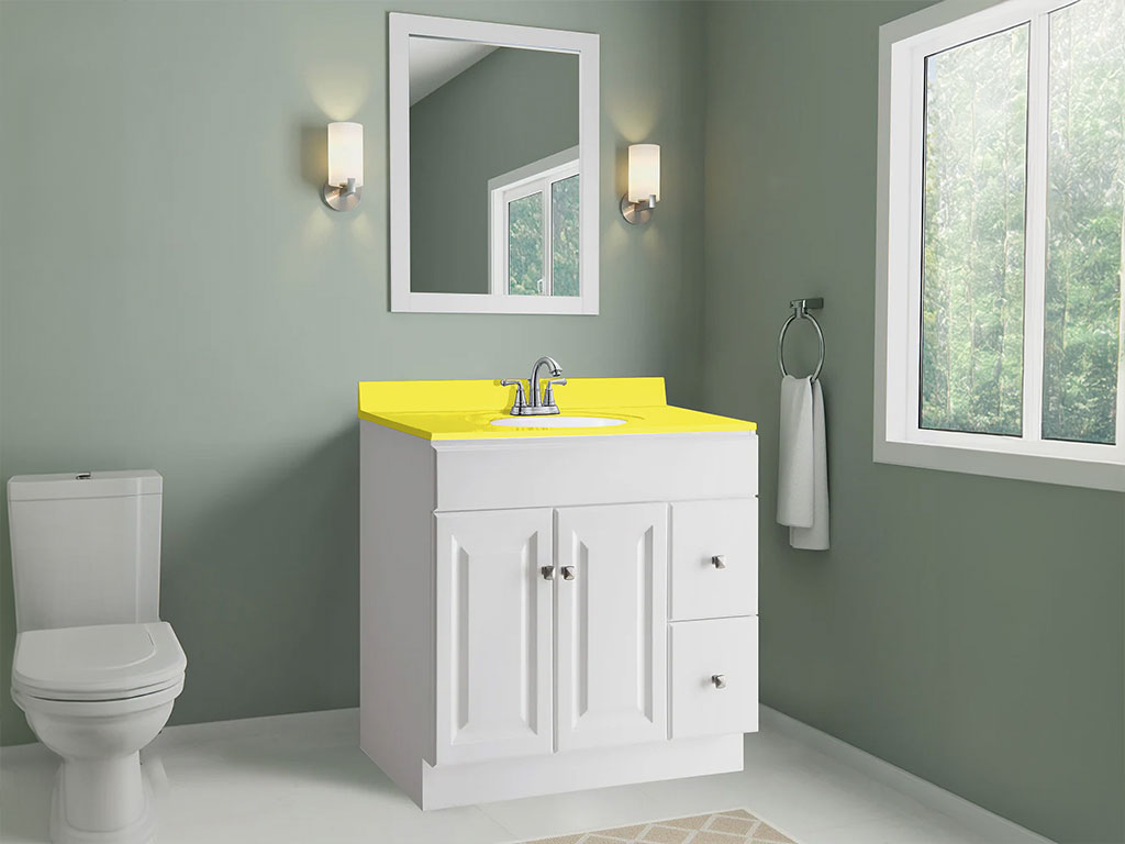 3M 2080 Gloss Lucid Yellow Custom Bathroom Counter Wraps